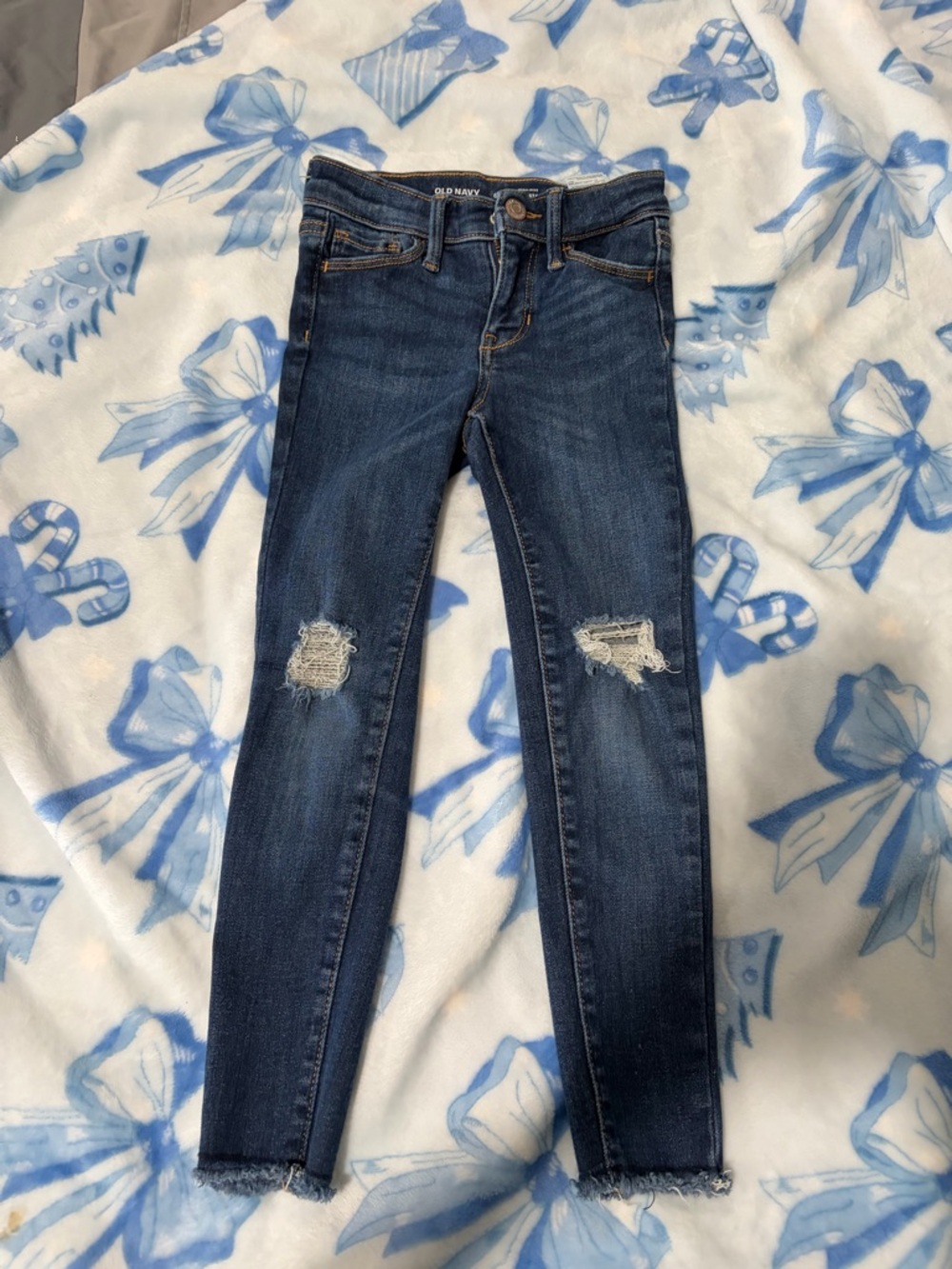 Old Navy Girls Dark Blue Distressed Skinny Jeans